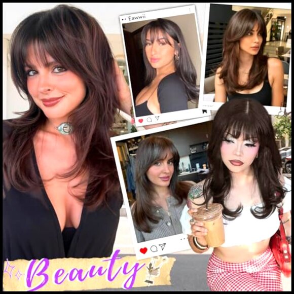 Synthetic Wig with Bangs Glueless Realistic Scalp Face-Framing Layers Everyday main image 4